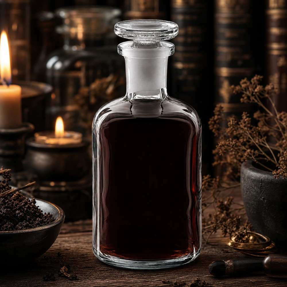 Apothekersfles 100 ml nauwe hals helder glas incl. glazen stop Vintage apothekersflesje van 100 ml, helder glas, smalle hals, stopje, tussen kaarsen en kruiden