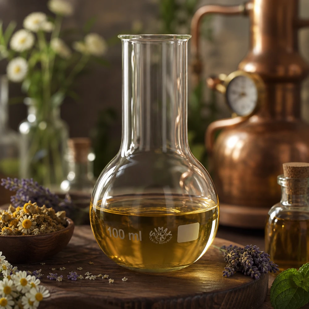 Platbodem kolf 100ml wijde hals borosilicaat met afgeronde rand 100ml helder glazen maatkolf met ergonomische hals voor de productie van geurolie en parfumerie