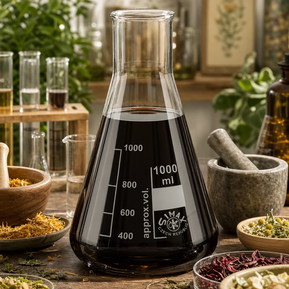 Erlenmeyer 100ml wijde hals borosilicaat met afgeronde rand Erlenmeyer 1000ml van hoogwaardig laboratoriumglas met maataanduidingen in een natuurlijke werkomgeving
