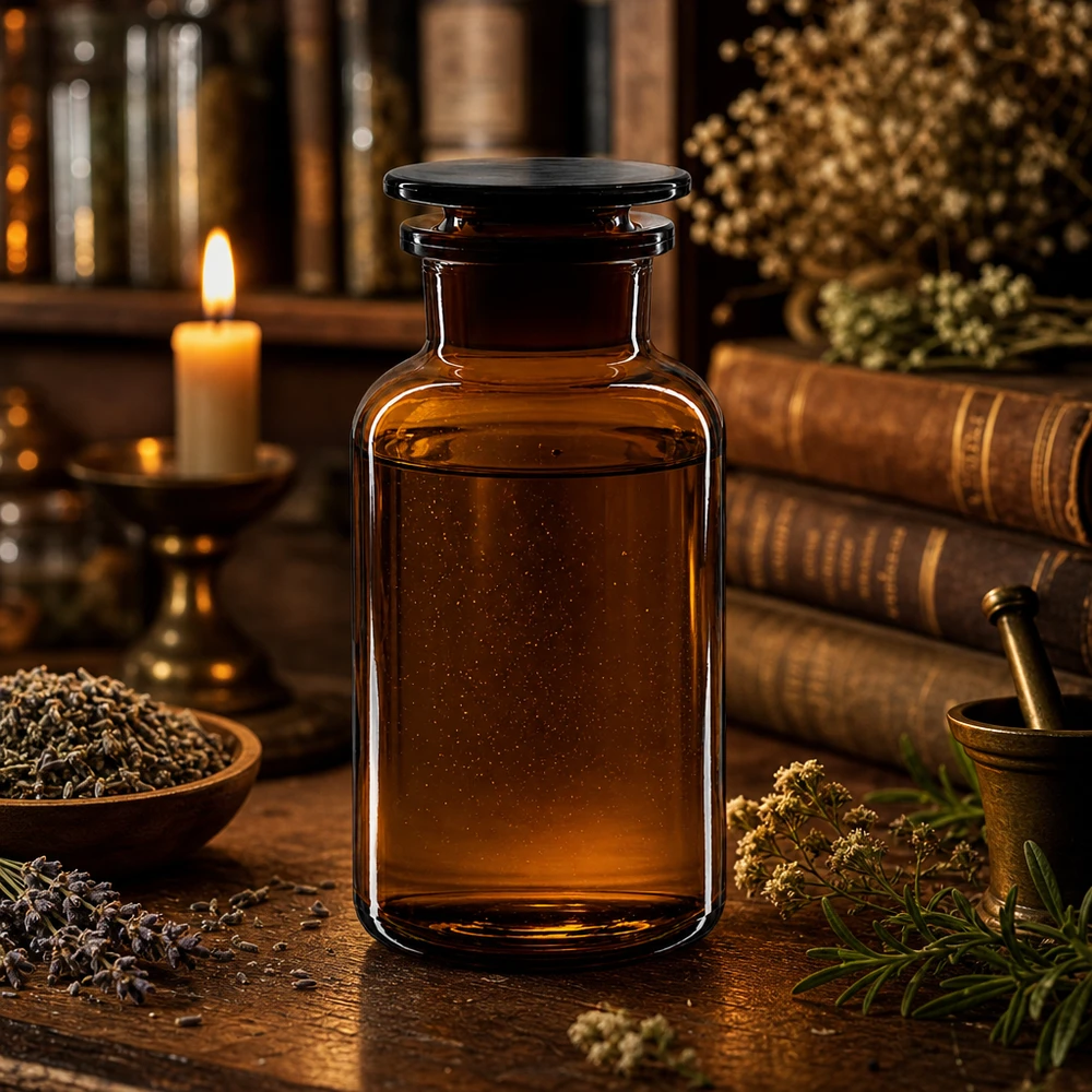 Apothekersfles 500 ml wijde hals bruin glas incl. glazen stop Klassieke bruine apothekersfles van 500 ml met brede opening en luchtdichte glazen stop