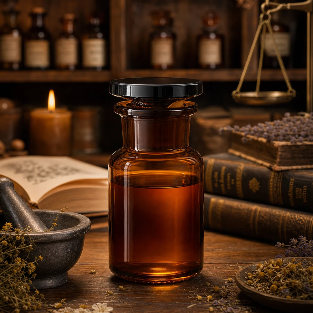 Apothekersfles 50 ml wijde hals bruin glas incl. glazen stop Bruine glazen fles van 50 ml met ronde schouders en een brede hals, zodat je hem makkelijk kunt vullen en uitgieten