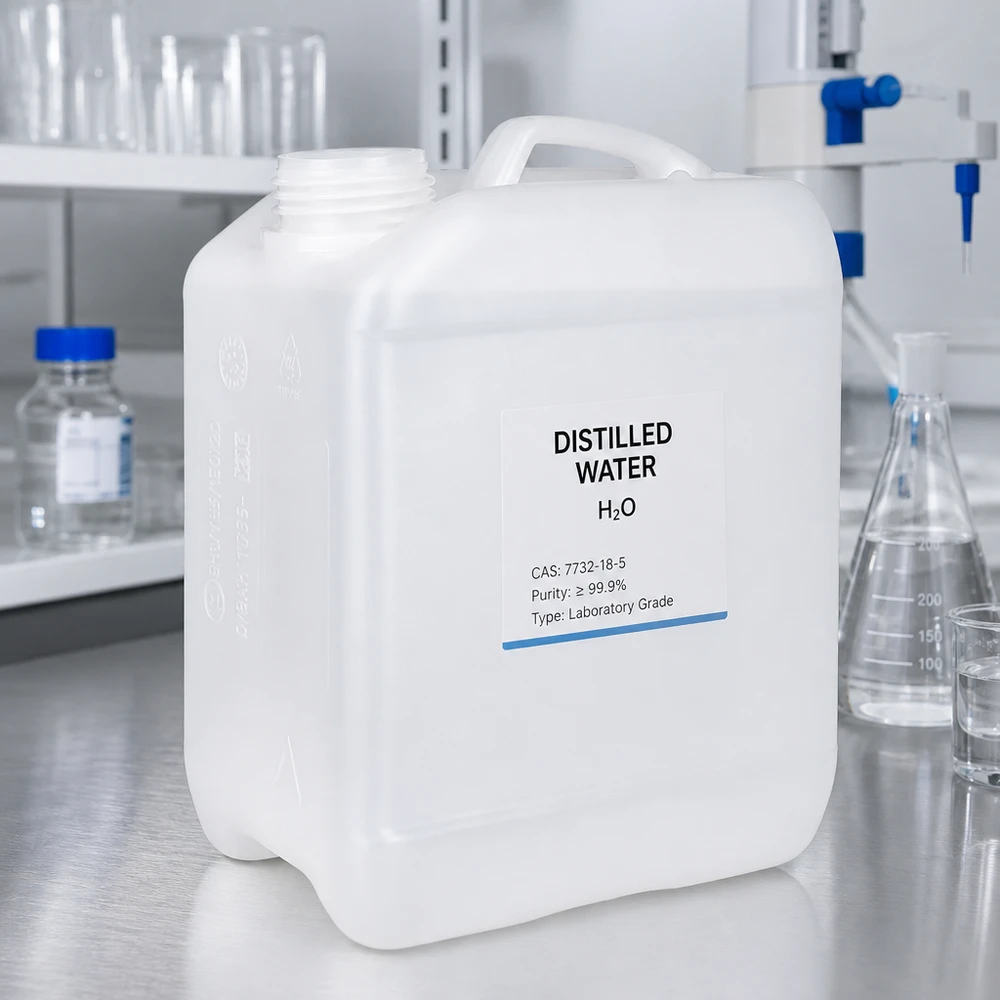 Rechthoekige lege jerrycan van 2,5 liter zonder deksel, met geïntegreerd handvat, voor laboratoria