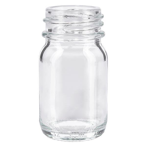 Fles met wijde hals 30 ml helder glas met DIN 32 opening zonder sluiting