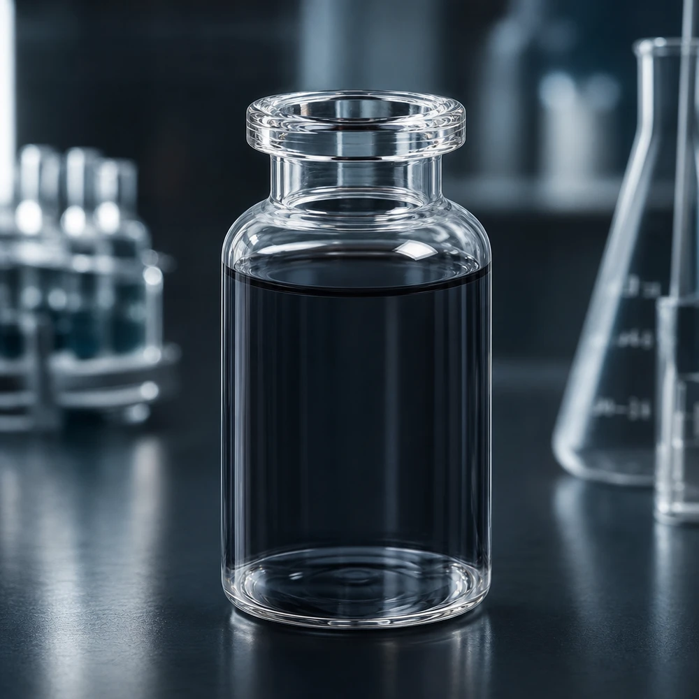 Injectiefles helder glas 10ml Hochwertige Klarglas Injektionsflasche 10ml mit breitem Mündungsring und dunklem Flüssigkeitsinhalt