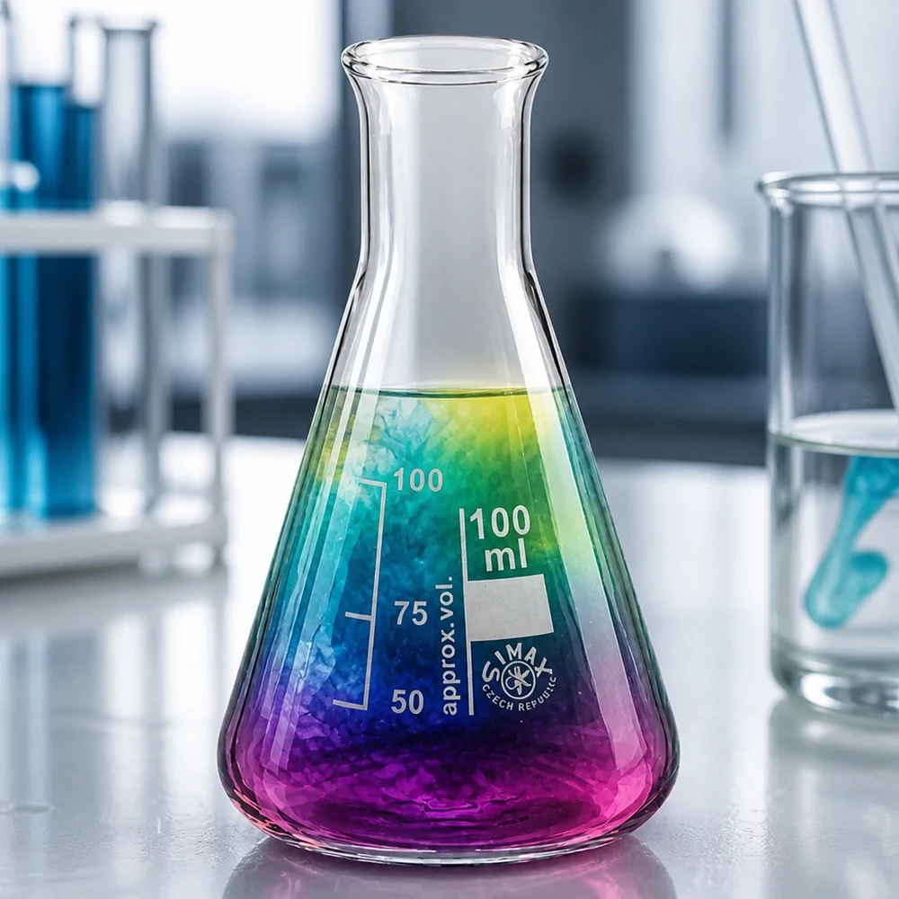 Erlenmeyer 100ml nauwe hals borosilicaat met afgeronde rand Hittebestendige erlenmeyer 100ml met smalle hals gemaakt van hoogwaardig laboratoriumglaswerk