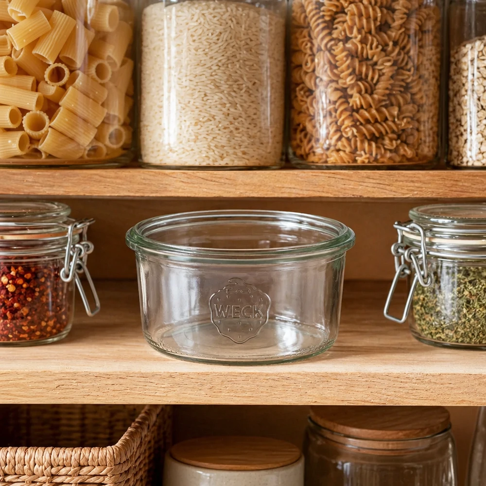 WECK 165ml RR80 glazen voorraadpot met pasta en kruiden - glazen voorraadpot voor keuken en huishouden