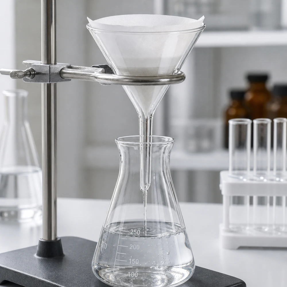 Glazen trechter Ø 55mm - borosilicaat 3.3 - 60° hoek Precisielaboratoriumtrechter 55 mm borosilicaat met een hoek van 60° voor exacte dosering in de chemie