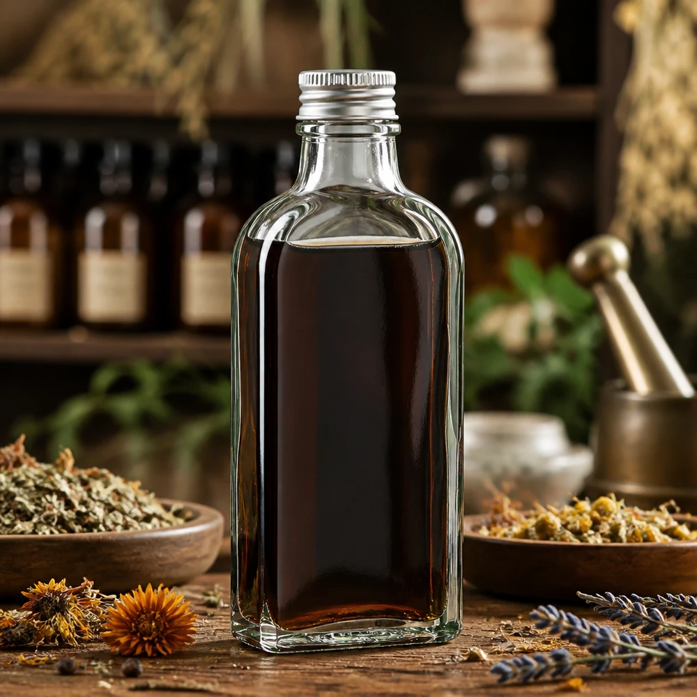 100 ml witte meplatfles met DIN 22 monding Kleine rechthoekige glazen fles van 100 ml, helder, DIN22, ideaal voor etherische oliën en tincturen