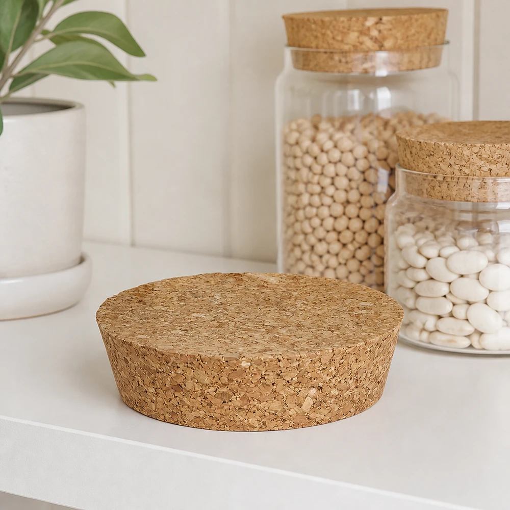 WECK RR80 kurk naturel in minimalistische witte keuken met voorraadpotten peulvruchten bonen modern opbergen