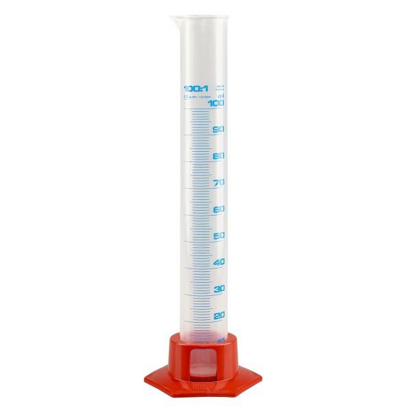 100ml maatcilinder PP, maatverdeling met voet 100ml maatcilinder PP, maatverdeling met voet