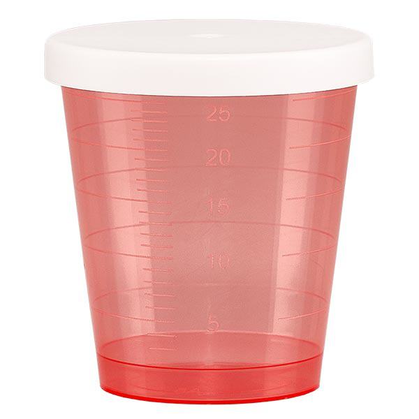 Medicijnbeker 30ml incl. klikdeksel (geneesmiddelenbeker/jeneverbeker) kleur: rood Medicijnbeker 30ml incl. klikdeksel (geneesmiddelenbeker/jeneverbeker) kleur: rood