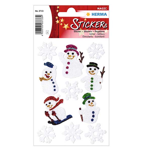 Stickers "Sneeuwpoppen" (11 stickers met glitter) Stickers "Sneeuwpoppen" (11 stickers met glitter)