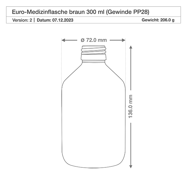 300ml Euro-medicijnfles bruin
