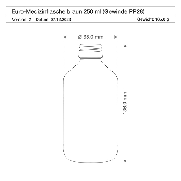 250ml Euro-medicijnfles bruin