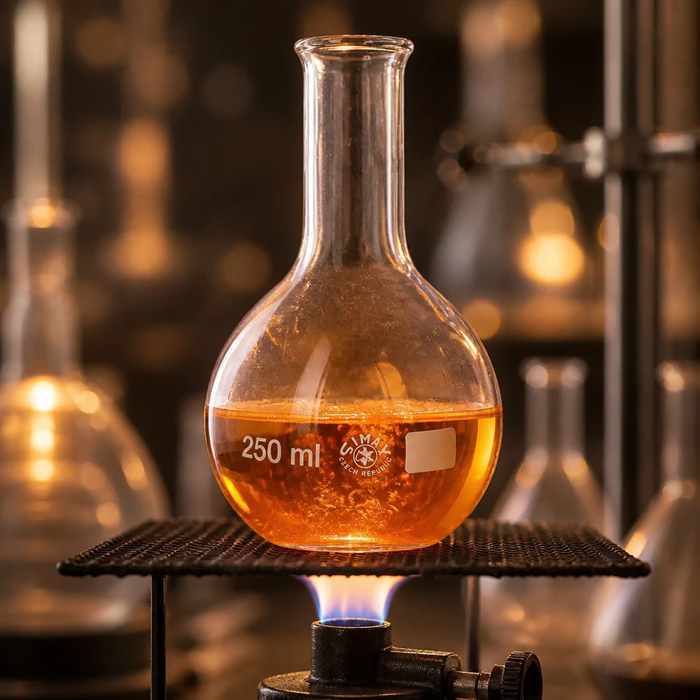 Platbodem kolf 250ml nauwe hals borosilicaat met afgeronde rand Professionele laboratoriumkolf 250ml met smalle hals gemaakt van borosilicaatglas voor wetenschappelijke experimenten