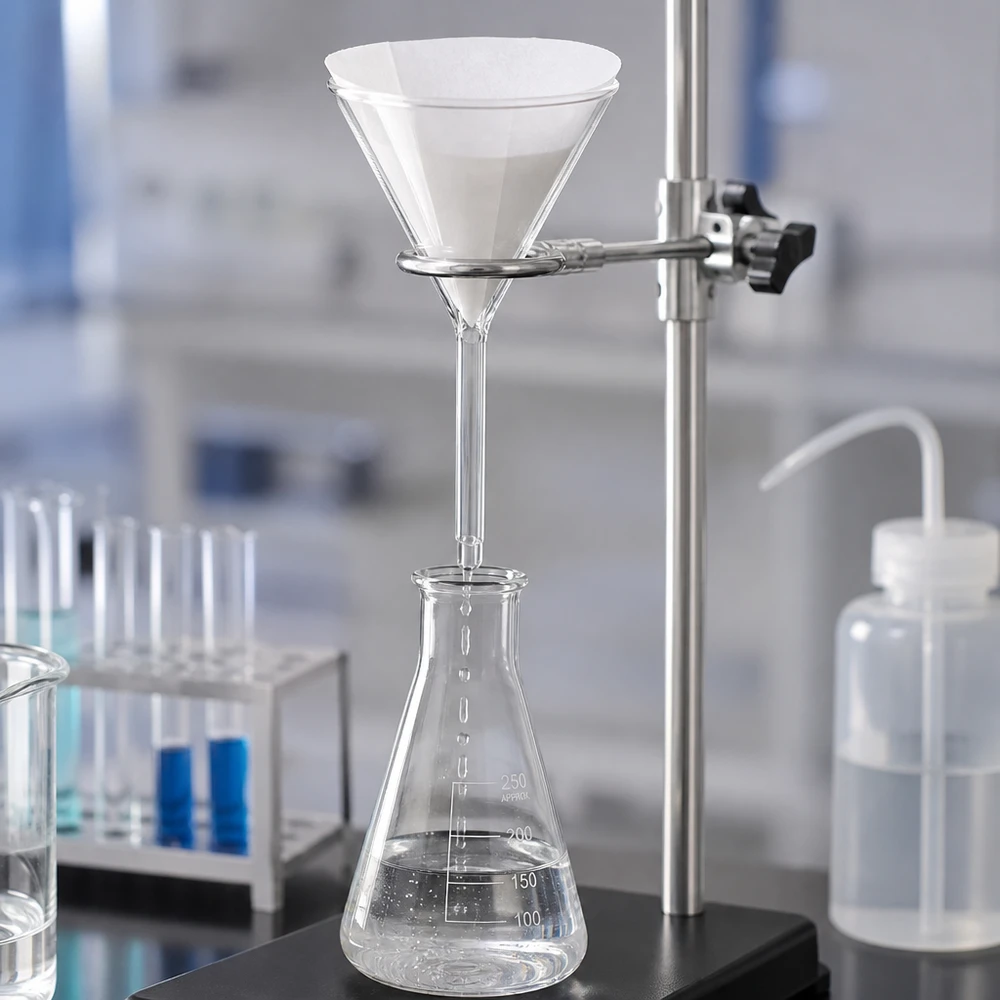 Glazen trechter Ø 100mm - kalk-soda-glas - 60° hoek Korte trechter van 100 mm van stevig natriumcalciumglas voor chemische analyses en laboratoriumexperimenten