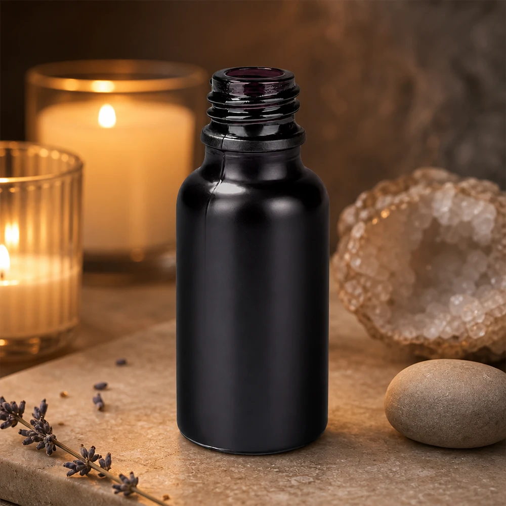 20ml apothekersfles BlackLine UT18/20 UNiTWIST Robuuste zwarte glazen fles 20ml BlackLine voor het veilig bewaren van tincturen en essences