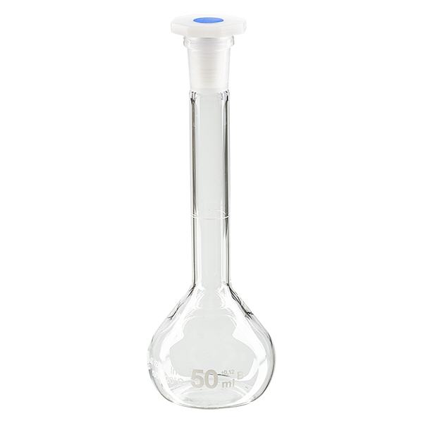 Maatkolven 50ml met slijpstuk 12/21 borosilicaat incl. PEHD stop