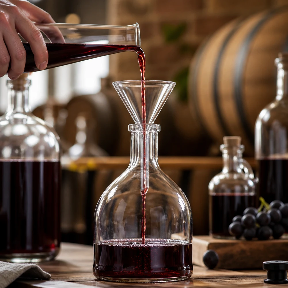 Glazen trechter Ø 45mm - kalk-soda-glas - 60° hoek Kleine glazen trechter 45mm met kort handvat ideaal voor het decanteren van wijn en het vullen van flessen
