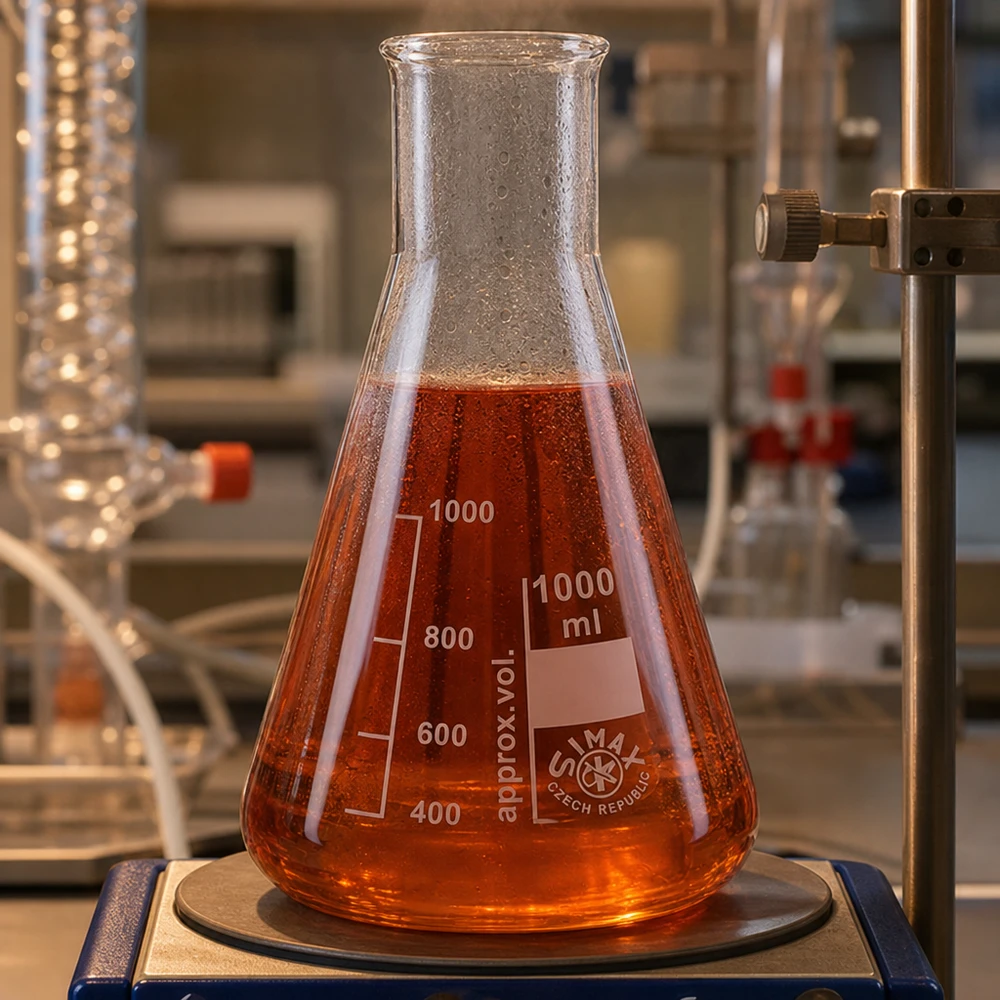 Erlenmeyer 100ml wijde hals borosilicaat met afgeronde rand Professionele erlenmeyer 100ml met wijde hals en maatverdeling voor titraties