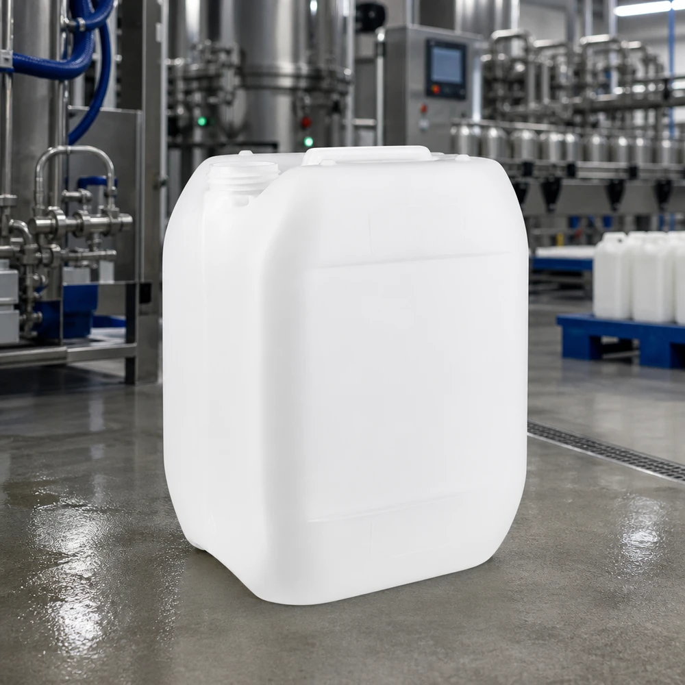 Compacte jerrycan van 10 liter zonder sluiting, robuuste kunststof container voor professioneel gebruik