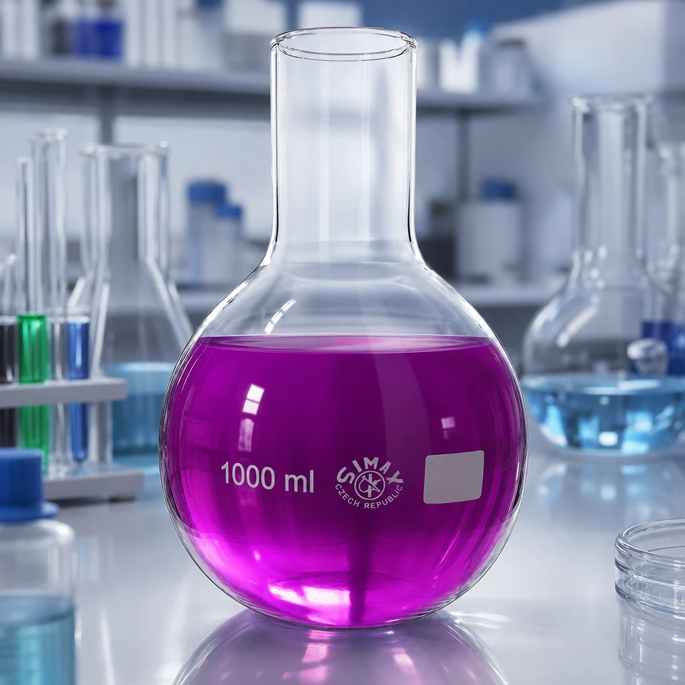 Platbodem kolf 1000ml wijde hals borosilicaat met afgeronde rand Laboratoriumkolf 1000ml met ergonomische wijde hals voor eenvoudig schoonmaken en onderhoud