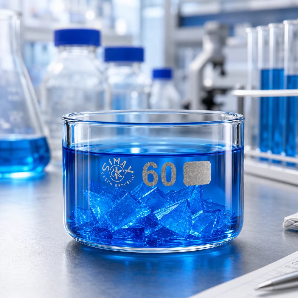 Kristallisatieschaal van borosilicaatglas, 60 ml, hittebestendig, voor laboratoriumtoepassingen, Tsjechië
