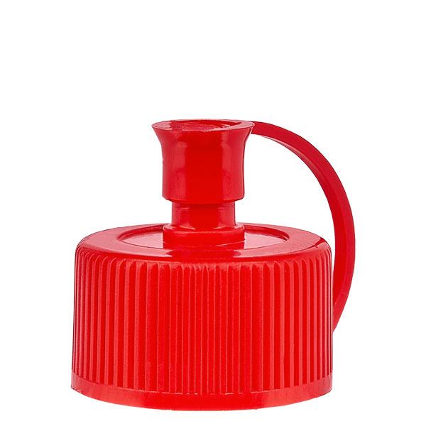 Sproeisluiting 25 mm met dop en houder rood PE standaard Sproeisluiting 25 mm met dop en houder rood PE standaard