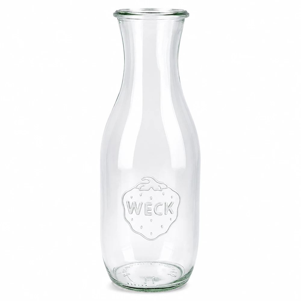 WECK RR60 sapfles van 1062 ml WECK sapfles 1062ml RR60 van helder glas met reliëflogo en brede opening voor sappen en drankjes
