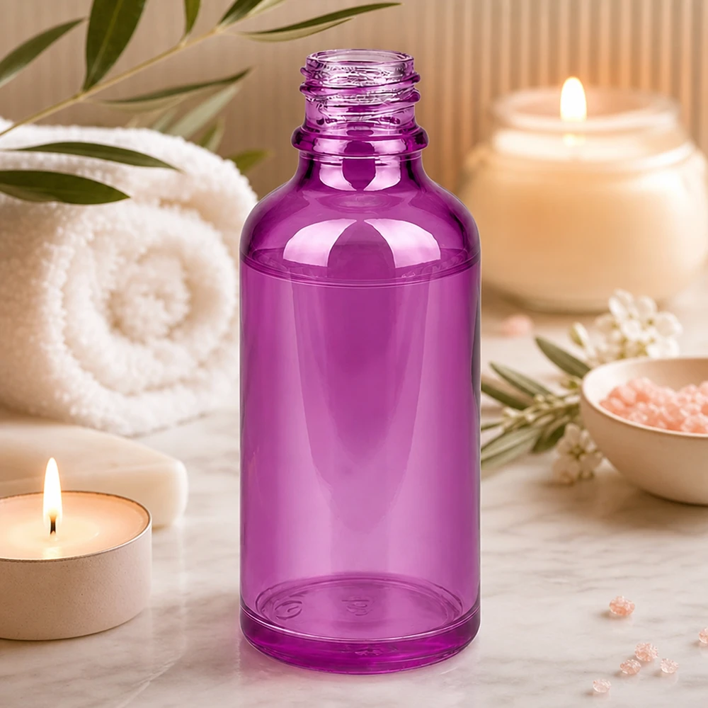 50ml apothekersfles PurpleLine UT18/50 UNiTWIST Ergonomische 50ml PurpleLine apothekersfles in trendy paars ontwerp voor natuurlijke cosmetica