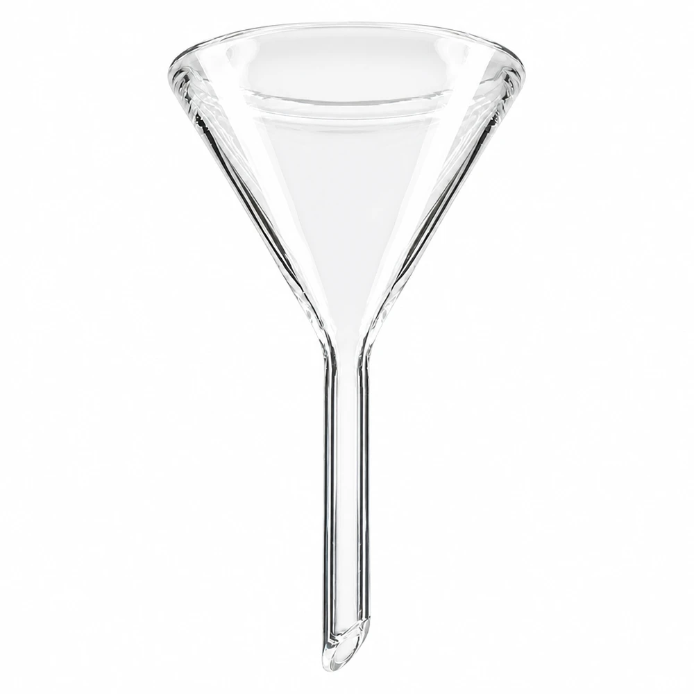 Glazen trechter Ø 45mm - kalk-soda-glas - 60° hoek Glazen trechter 45mm diameter gemaakt van soda lime glas met 60 graden hoek en kort handvat