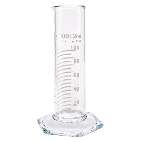 Maatcilinder 100ml wit maatverdeling laag model ISO 4788