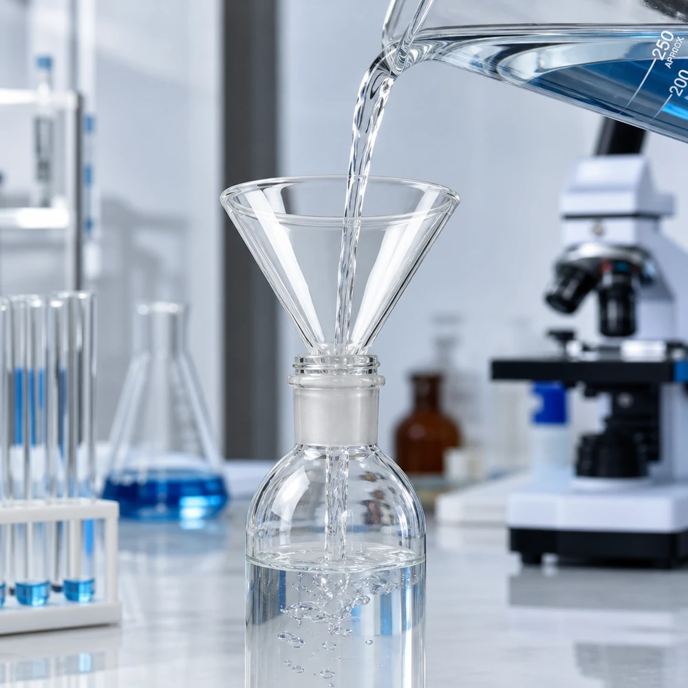 Glazen trechter Ø 75mm - borosilicaat 3.3 - 60° hoek Transparante glazen trechter 75 mm kort handvat gemaakt van hoogwaardig borosilicaat voor schoon werken