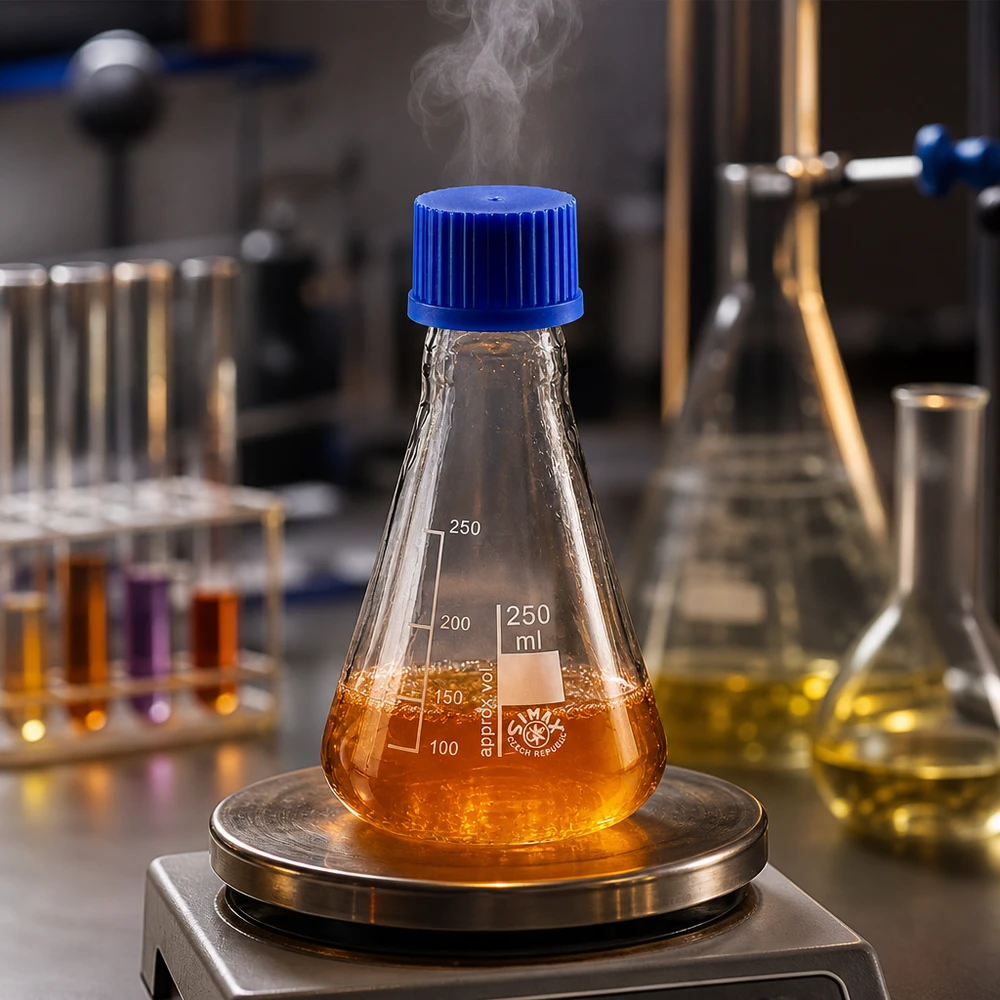 Verdampende laboratoriumkolf 250 ml met schroefdop voor hete chemische oplossingen