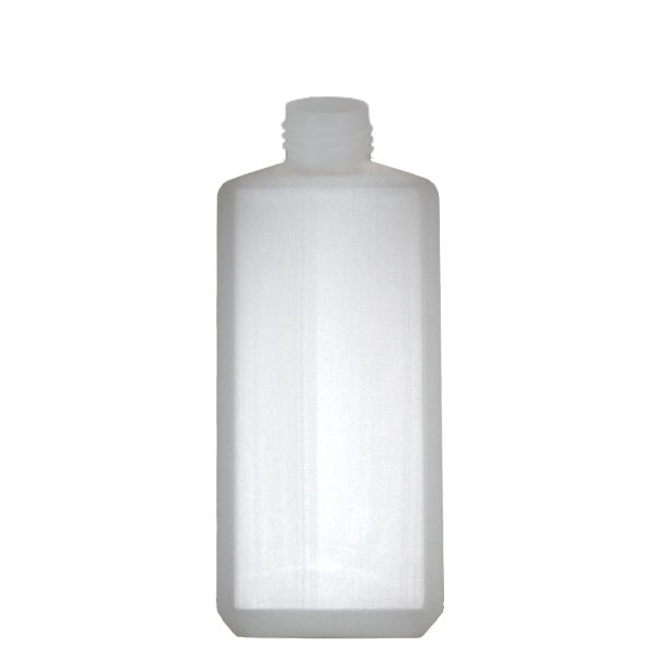 Hoekige fles 500ml HDPE blank ND 25, zonder deksel Hoekige fles 500ml HDPE blank ND 25, zonder deksel