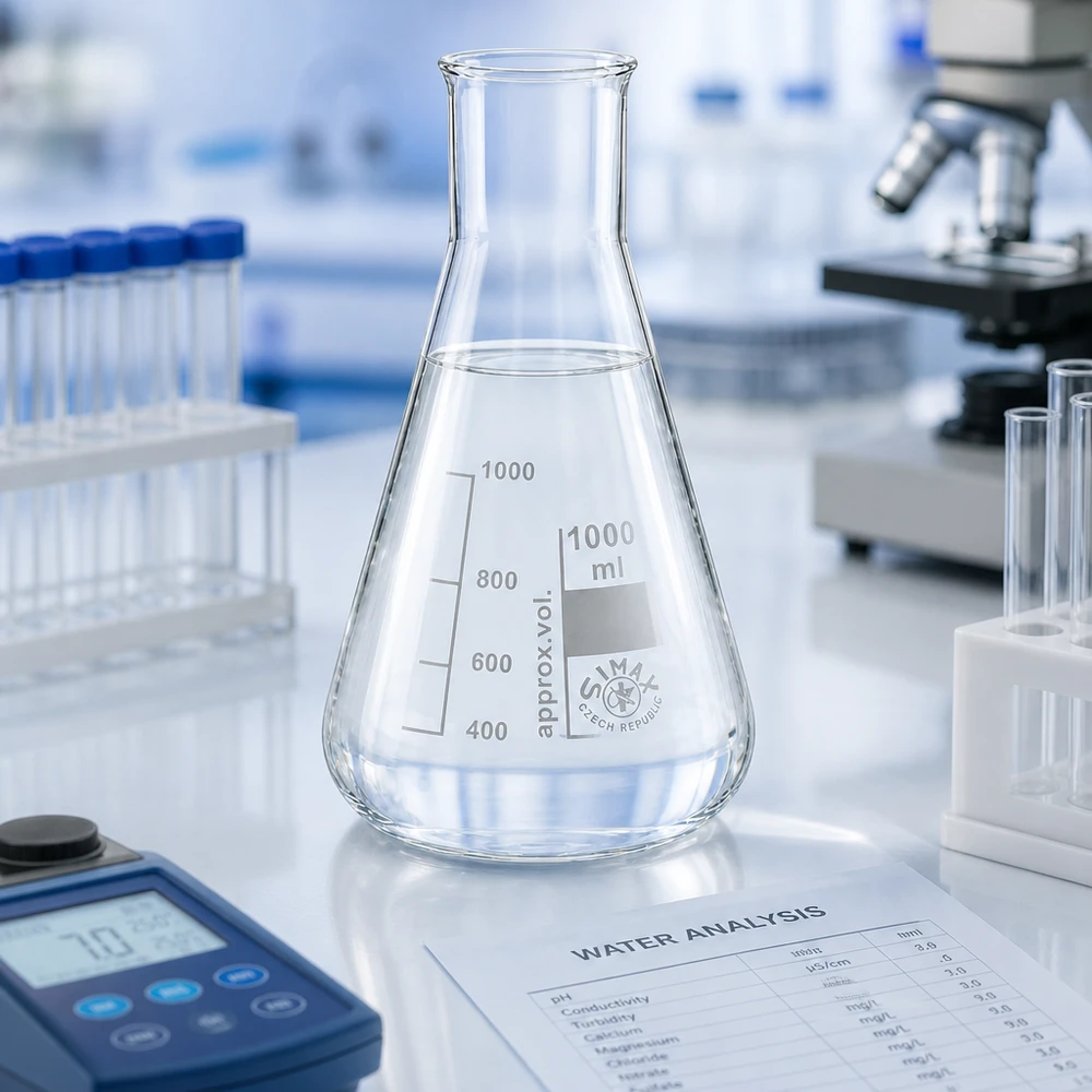 Erlenmeyer 1000ml wijde hals borosilicaat met afgeronde rand