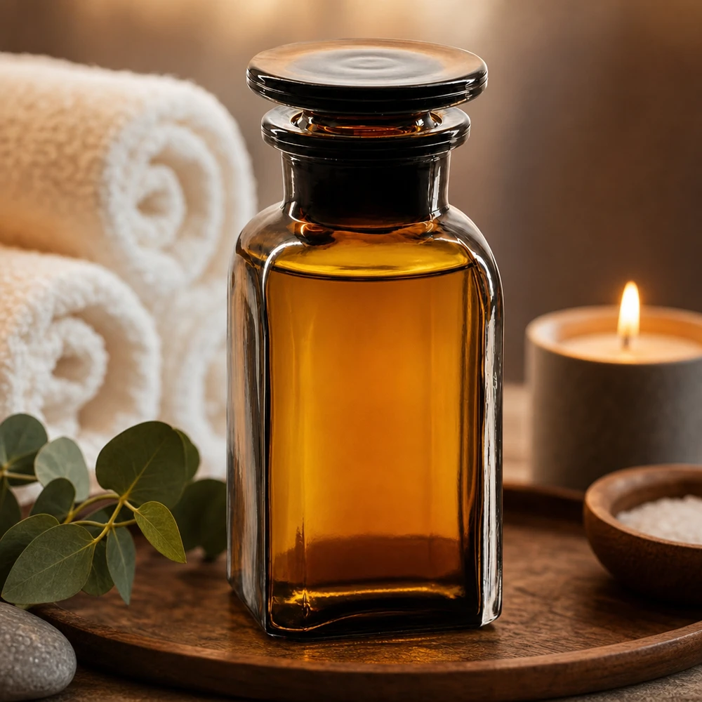 Vierkant-apothekersfles 100 ml wijde hals bruin glas incl. glazen stop Vierkante bruine glazen fles van 100 ml voor natuurlijke cosmetica, tincturen en verzorgingsoliën, met brede hals