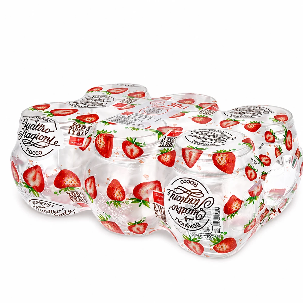 300ml huishoudglas "Quattro Stagioni" Quattro Stagioni huishoudpotten 300ml met aardbeienmotief Set van 6 inmaakpotten voor keuken en opslag
