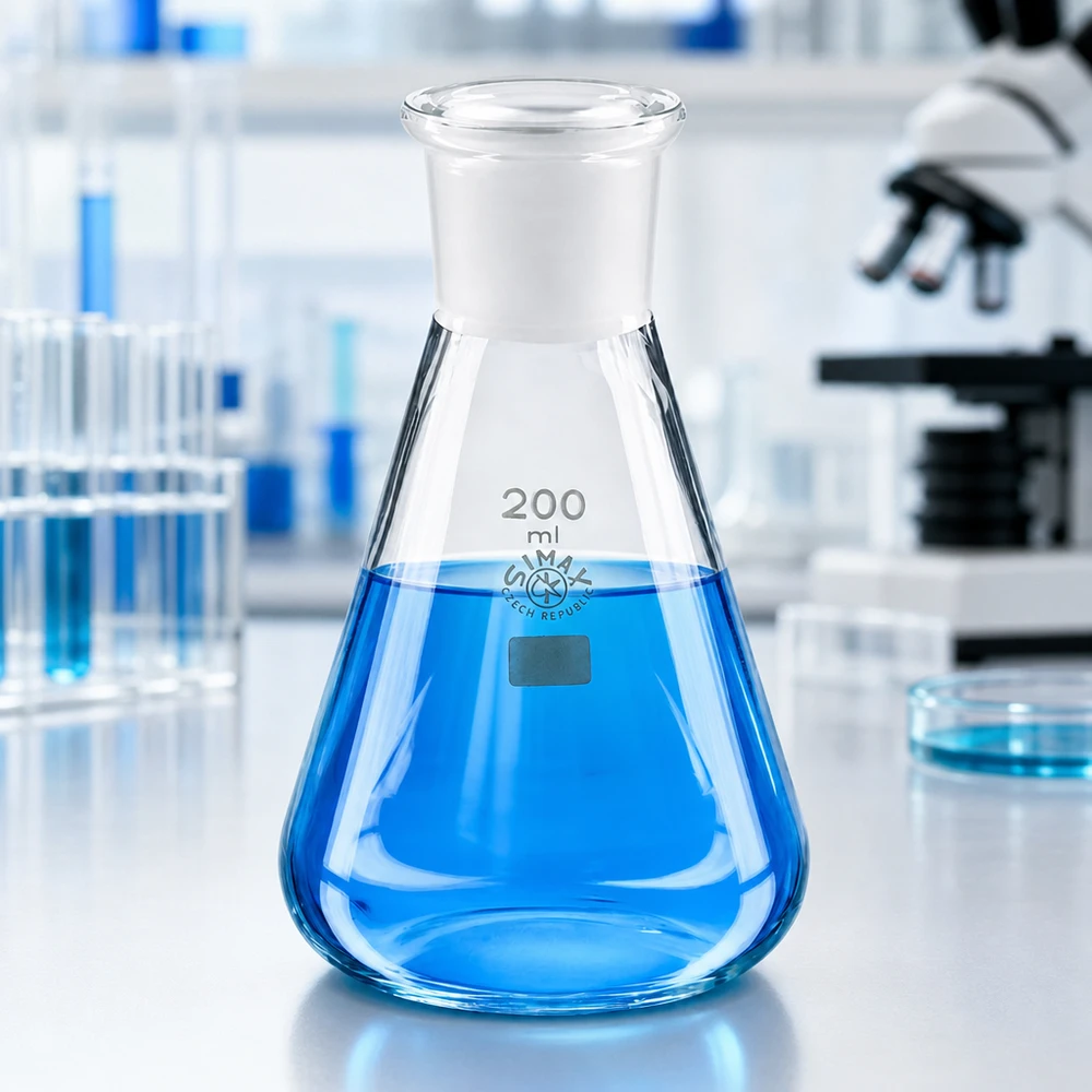 Erlenmeyer 200 ml nauwe hals borosilicaat met slijpstuk 29/32 Erlenmeyer 200 ml nauwe hals borosilicaat met slijpstuk 29/32