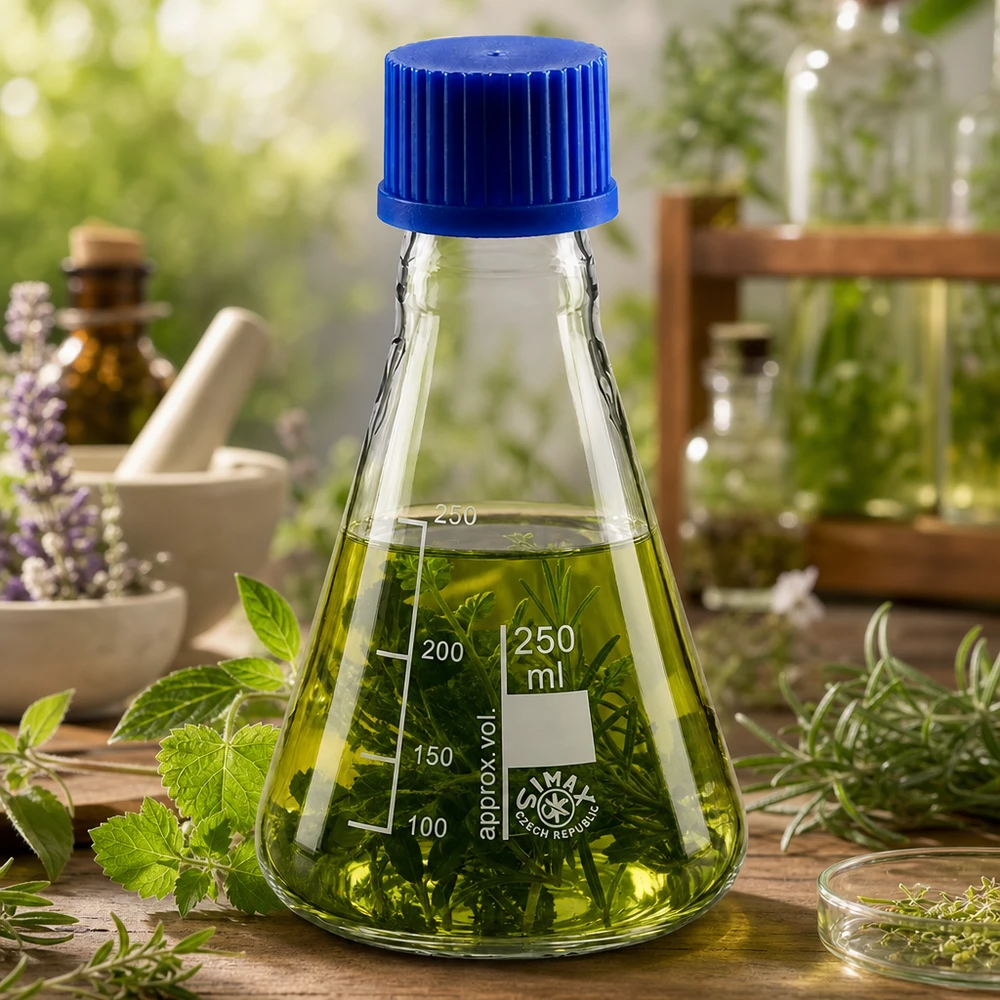 Erlenmeyer 250ml glas met nauwe hals borosilicaat met schroefdraad en sluiting Erlenmeyer 250 ml hittebestendig met stabiele bodem voor een veilige stand in het laboratorium