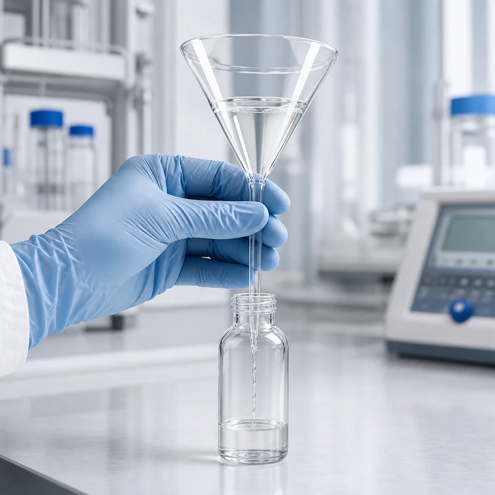 Glazen trechter Ø 85mm - borosilicaat 3.3 - 60° hoek Precisielaboratoriumtrechter van hoogwaardig borosilicaatglas met een opening van 85 mm voor professionele toepassingen