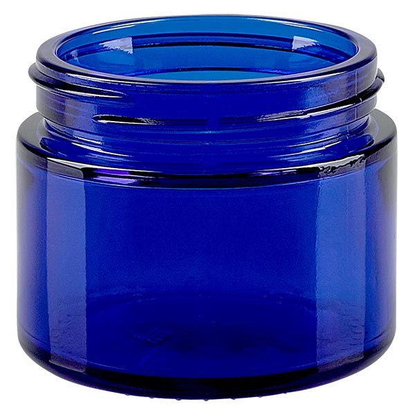 Glazen pot 50ml royalblauw, zonder sluiting Glazen pot 50ml royalblauw, zonder sluiting