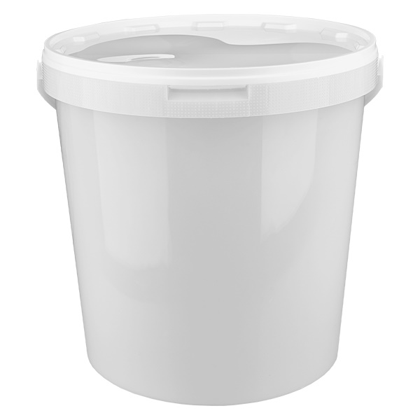 10,7 liter emmer van wit PP plastic met deksel 10,7 liter emmer van wit PP plastic met deksel