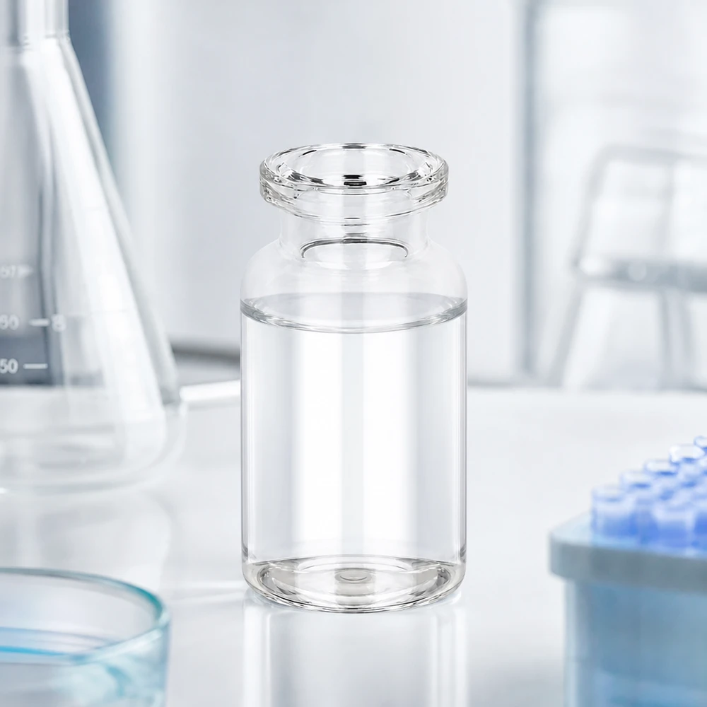 Injektionsflasche 10ml aus hochwertigem Klarglas mit flachem Boden und weitem Öffnungsrand